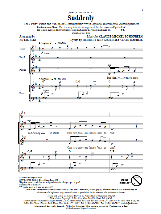 Produktbild zu: Suddenly (from Les Miserables The Movie)