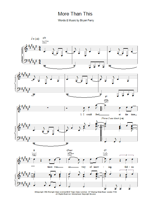 Produktgalerie: Seite 1 von 1 More Than This, Roxy Music, Gesang, Gitarre, Klavier