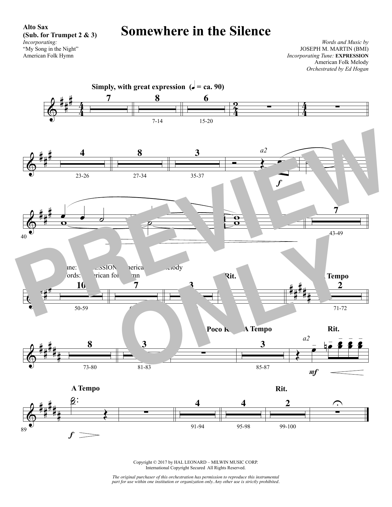 Produktbild zu: Somewhere in the Silence - Alto Sax (sub. Trumpet 2-3)