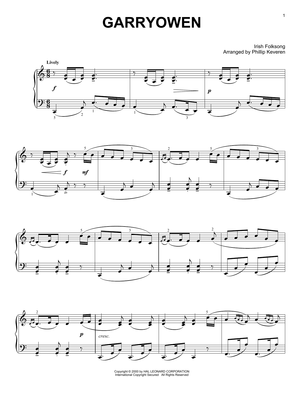 Produktgalerie: Seite 1 von 1 Garryowen (arr. Phillip Keveren), Irish Folksong, Klavier
