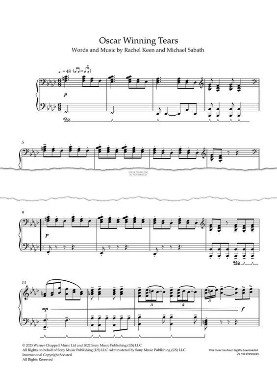 Produktgalerie: Seite 1 von 1 Oscar Winning Tears, Raye, Klavier