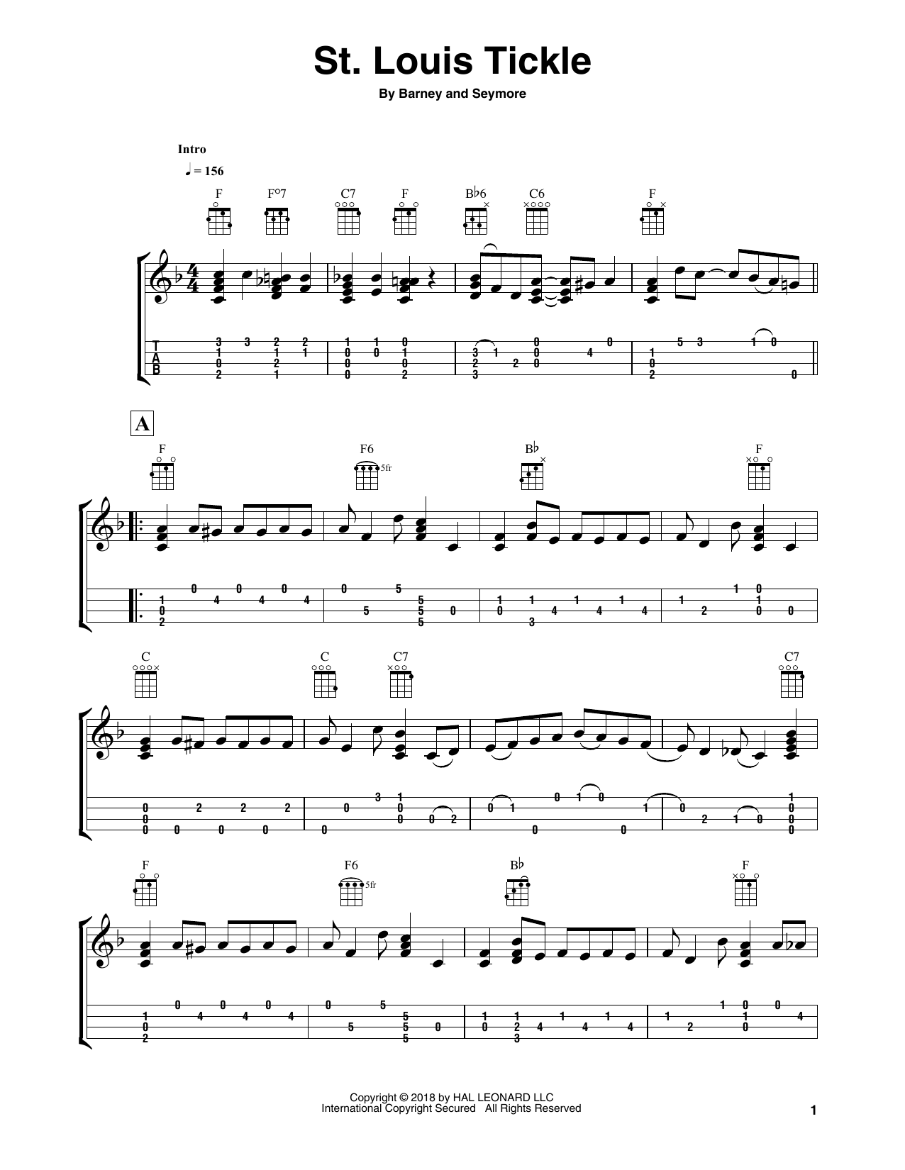 Product gallery: Page 1 of 1 St. Louis Tickle (arr. Fred Sokolow), Barney and Seymore