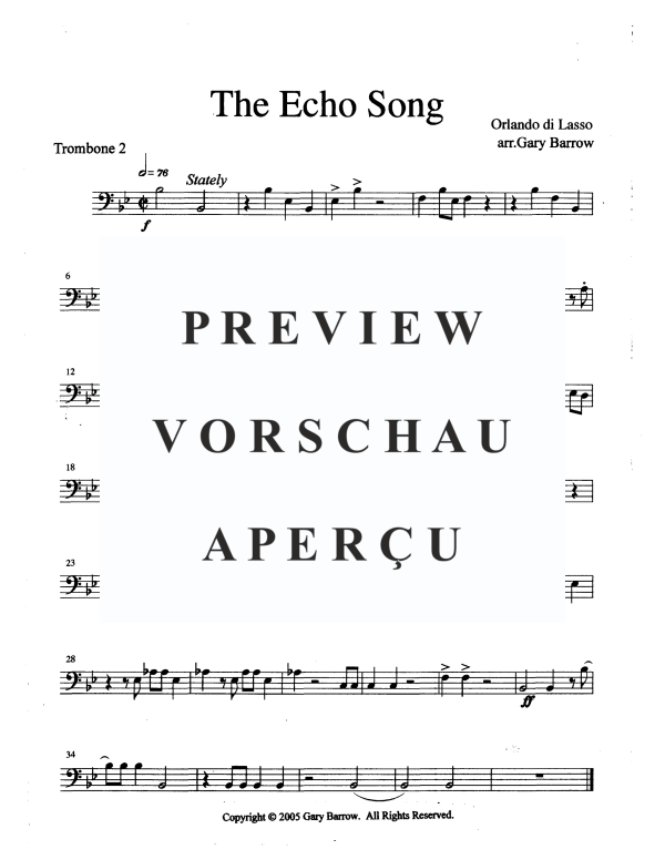 Produktgalerie: Seite 9 von 11 The Echo Song, , Blechbläser Oktett - 2 Trompeten, 2 Hörner und 4 Posaunen