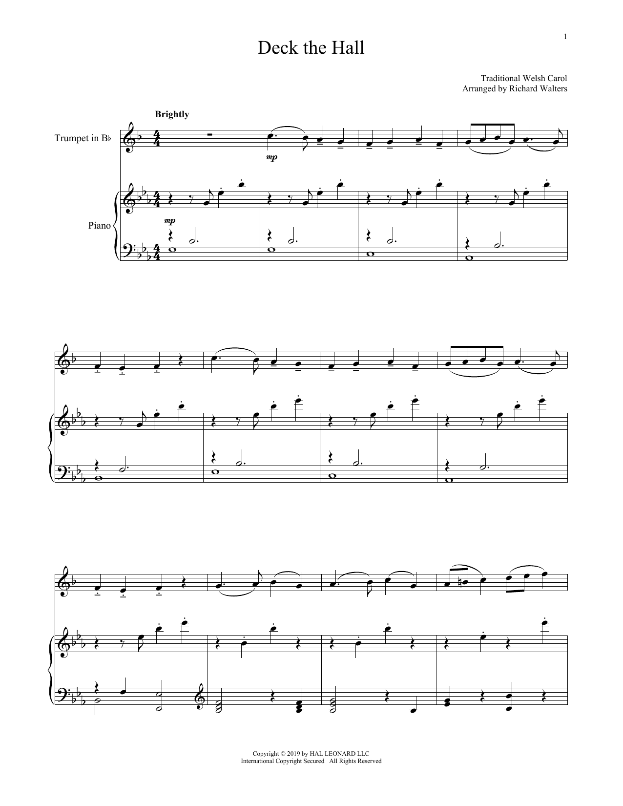 Produktgalerie: Seite 1 von 1 Deck The Hall, Traditional Welsh Carol, Horn, Klavier