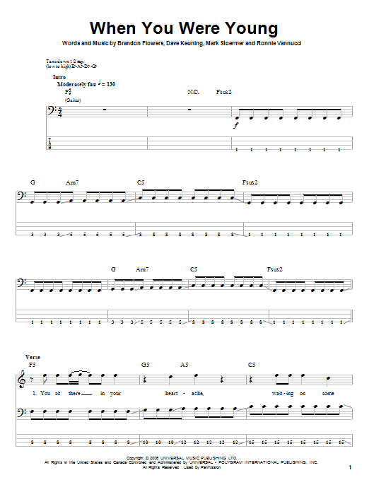 Produktgalerie: Seite 1 von 1 When You Were Young, The Killers, E-Bass