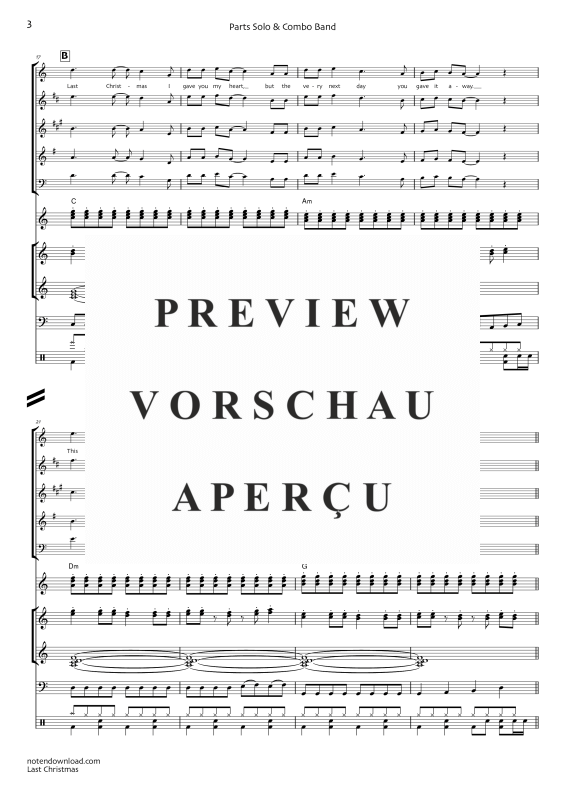 Product gallery: Page 8 of 11 Last Christmas, Wham!, Combo band and solo instruments in C, Bb, E flat, F and C bass clef