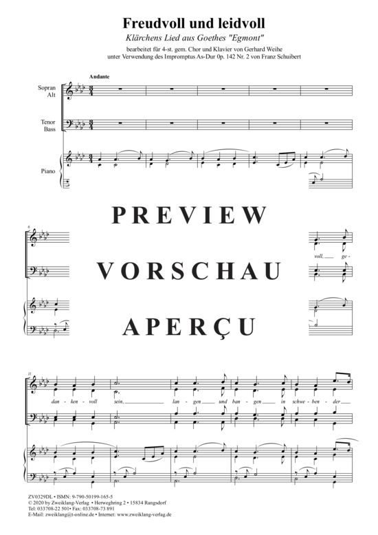 gallery: Freudvoll und leidvoll (Klärchens Lied aus Egmont) , ,  (Gemischter Chor + Klavier)