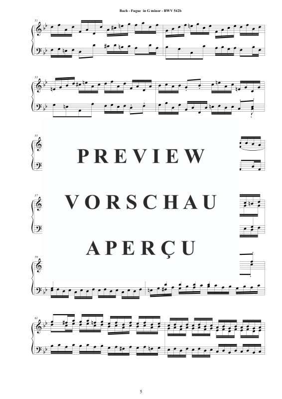 Produktgalerie: Seite 6 von 10 Fuge in G-Moll BWV 542b - Piano Version, , Klavier Solo