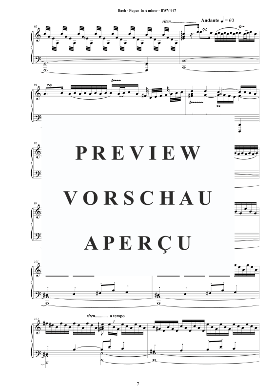 Produktgalerie: Seite 8 von 9 Fuge in A-Moll BWV 561b, , Klavier Solo