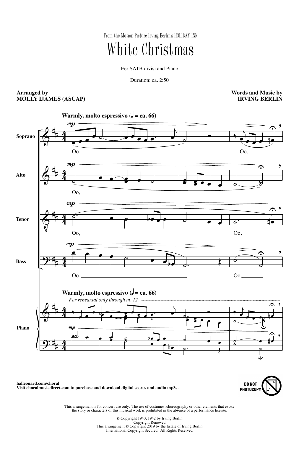 Produktbild zu: White Christmas (from Holiday Inn) (arr. Molly Ijames)