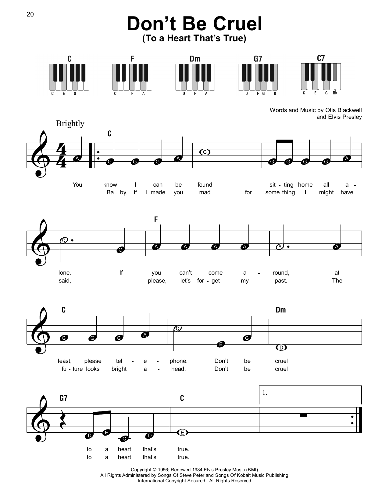Produktgalerie: Seite 1 von 1 Don't Be Cruel (To A Heart That's True), Elvis Presley, Klavier