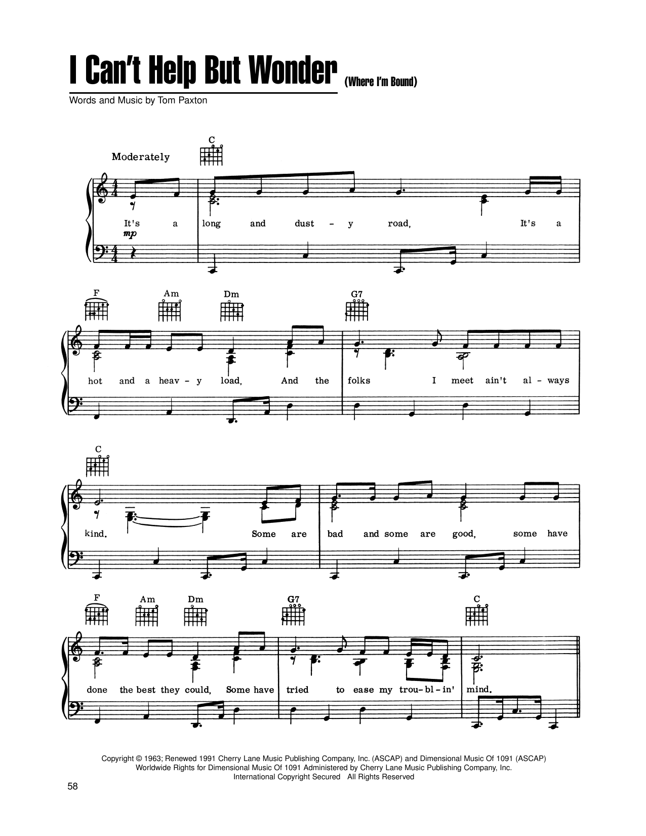 Produktgalerie: Seite 1 von 1 I Can't Help But Wonder (Where I'm Bound), Tom Paxton, Gesang, Gitarre, Klavier