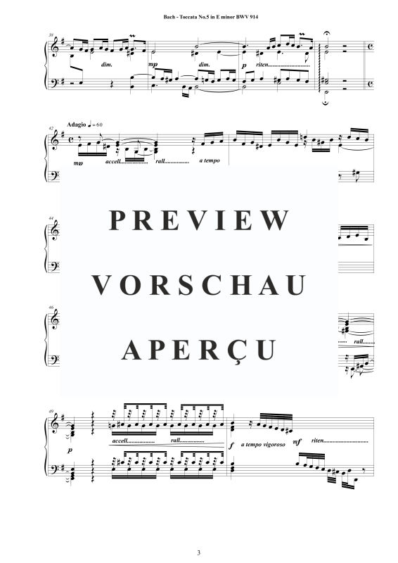 Produktgalerie: Seite 4 von 10 Toccata Nr. 5 in E-Moll BWV 914, , Cembalo/Klavier Solo