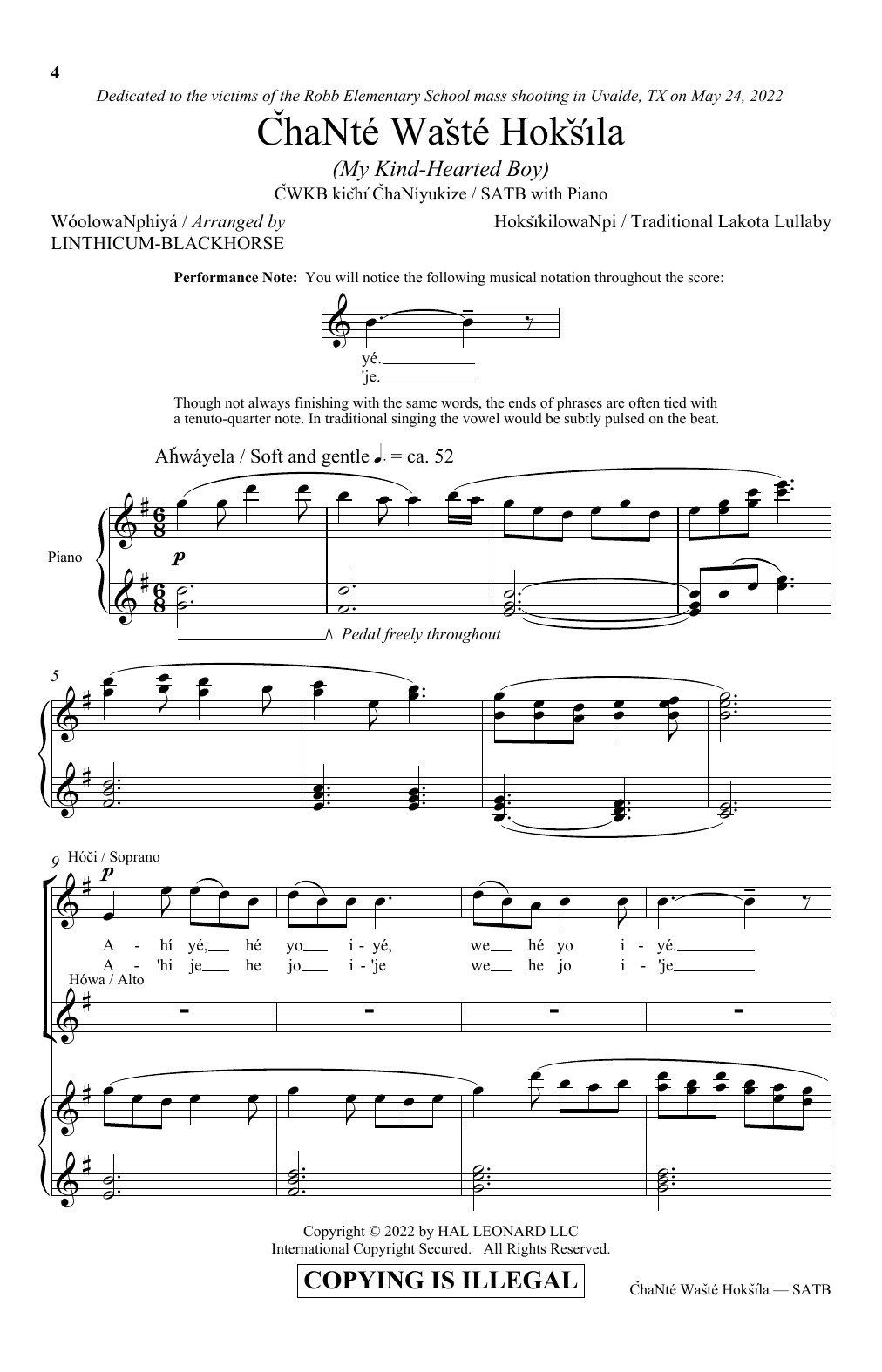 Produktbild zu: Chante Waste Hoksila (My Kind-Hearted Boy) (arr. Linthicum-Blackhorse)