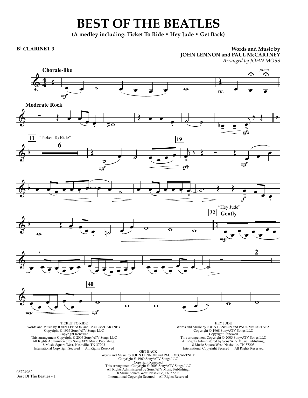 Produktgalerie: Seite 1 von 1 Best of the Beatles - Bb Clarinet 3, John Moss, Ensemble