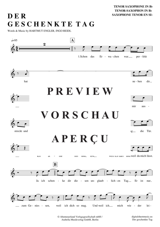 gallery: Der geschenkte Tag , Pur, (Tenor-Sax)