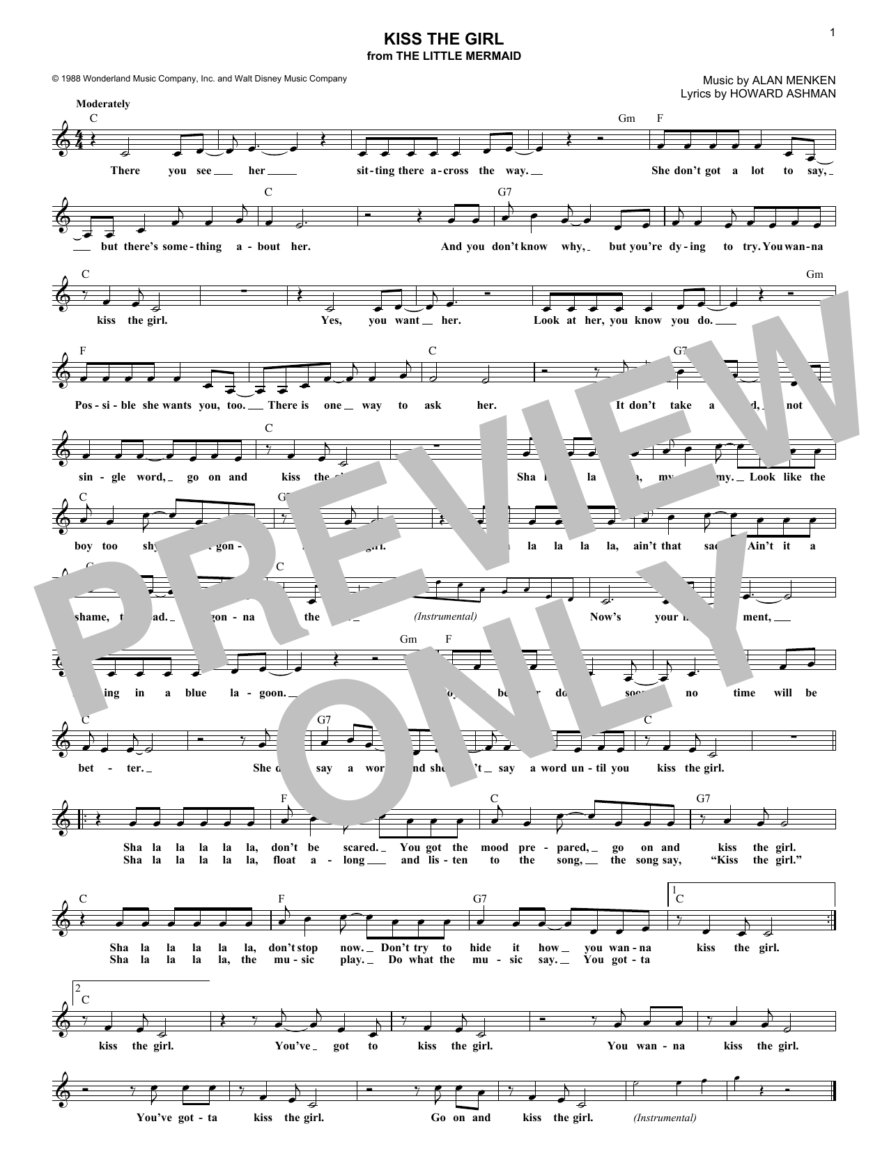 Produktbild zu: Kiss The Girl (from The Little Mermaid)