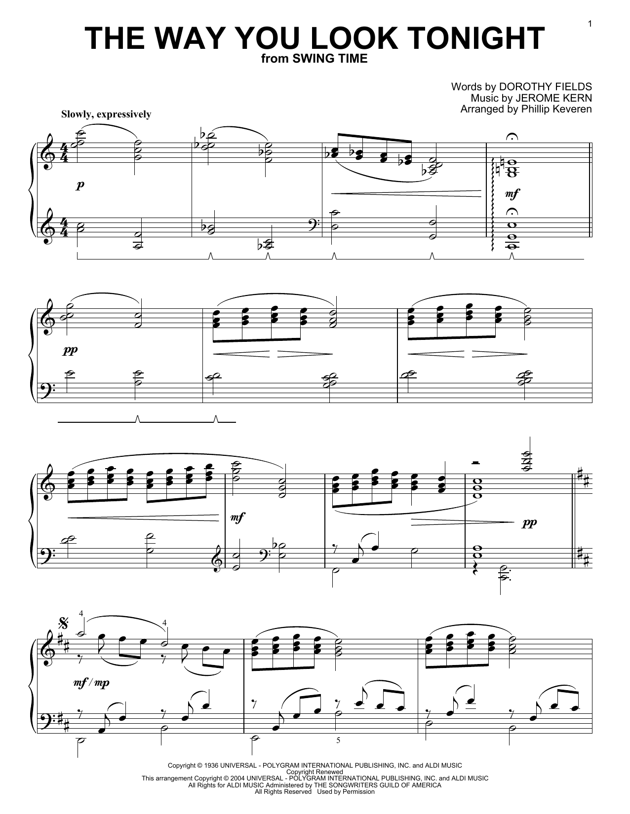 Product picture to: The Way You Look Tonight (arr. Phillip Keveren)