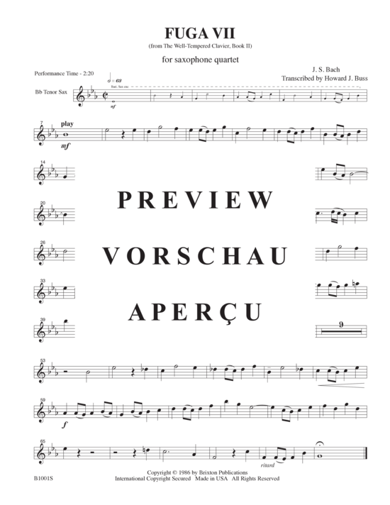 gallery: Fuga VII , , (Saxophonquartett SATB)