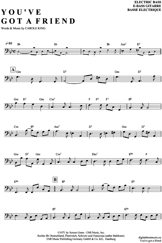 gallery: You´ve got a friend , King, Carole, E-Bass