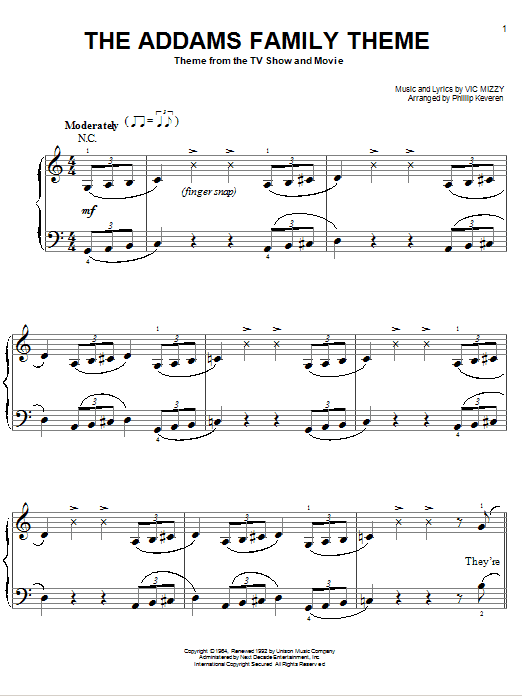 Product picture to: The Addams Family Theme (arr. Phillip Keveren)