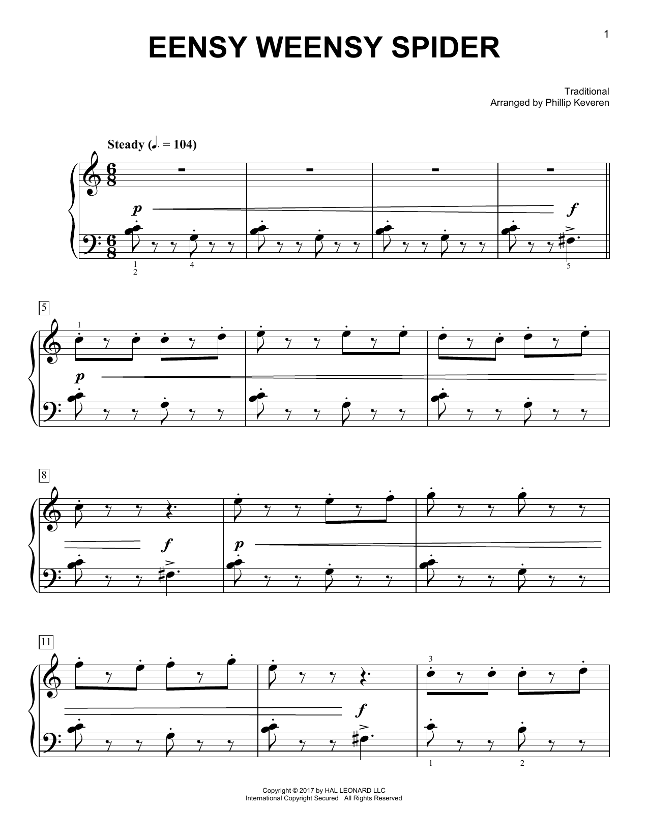 Product picture to: Eensy Weensy Spider [Classical version] (arr. Phillip Keveren)