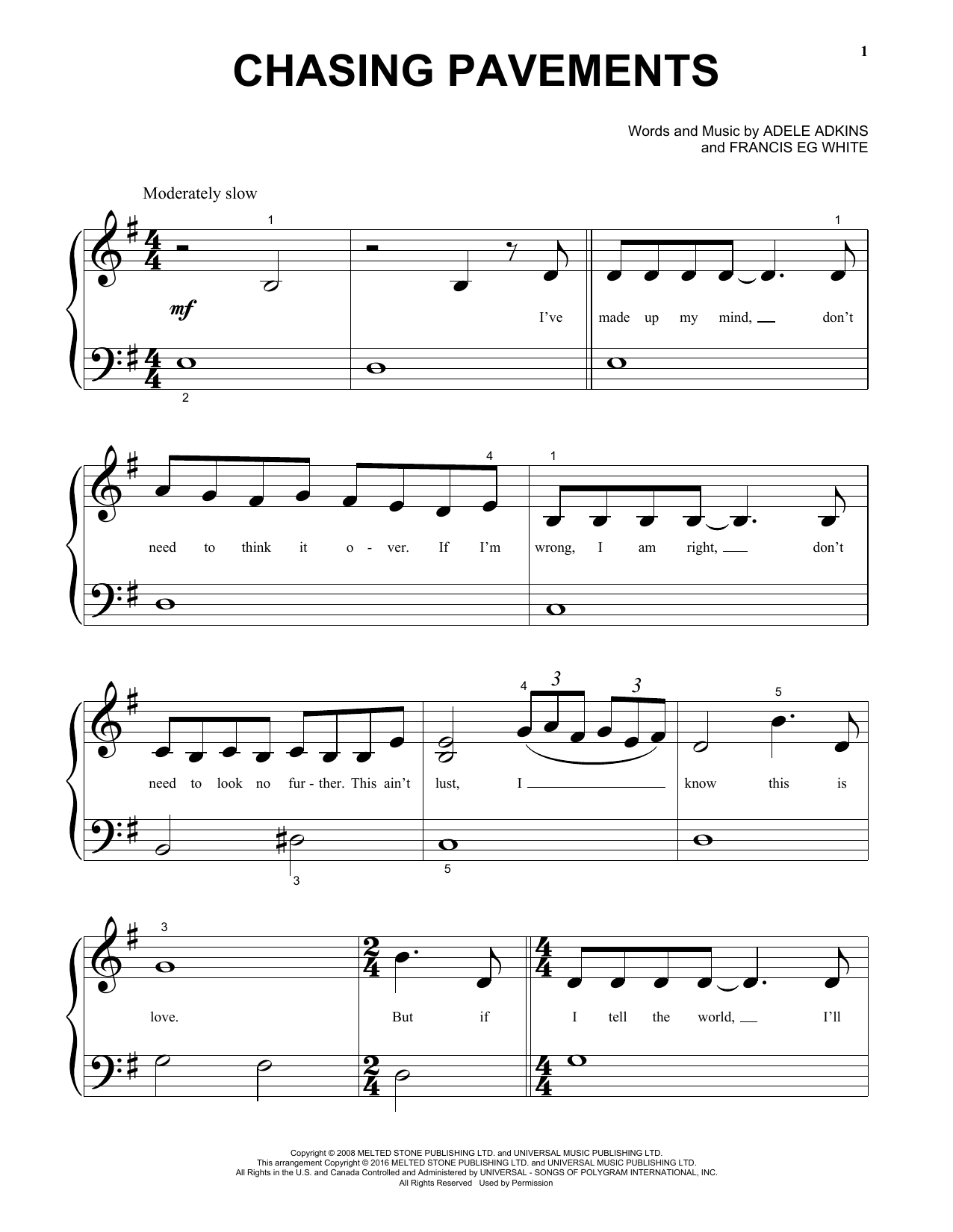 Produktgalerie: Seite 1 von 1 Chasing Pavements, Adele, Klavier