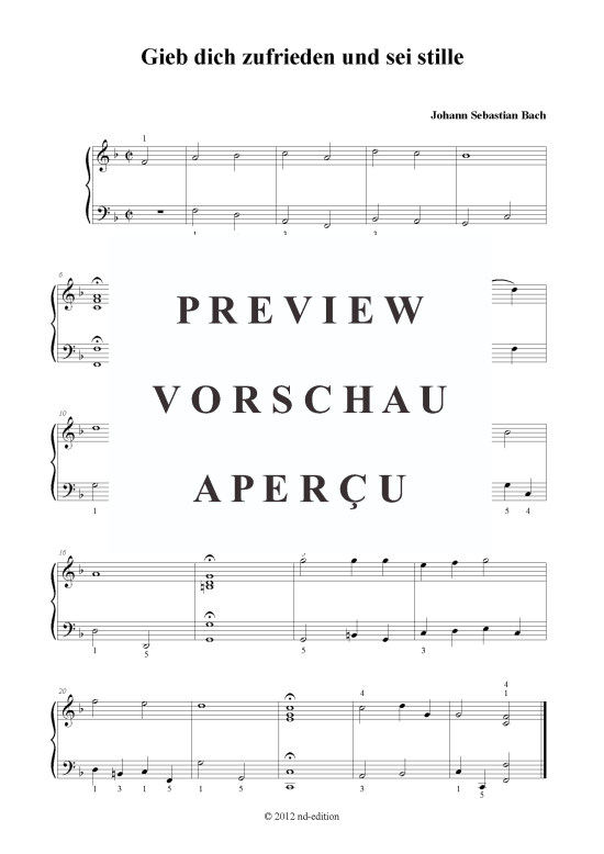 Produktbild zu: Gieb dich zufrieden und sei stille J. S. Bach (bearb.)