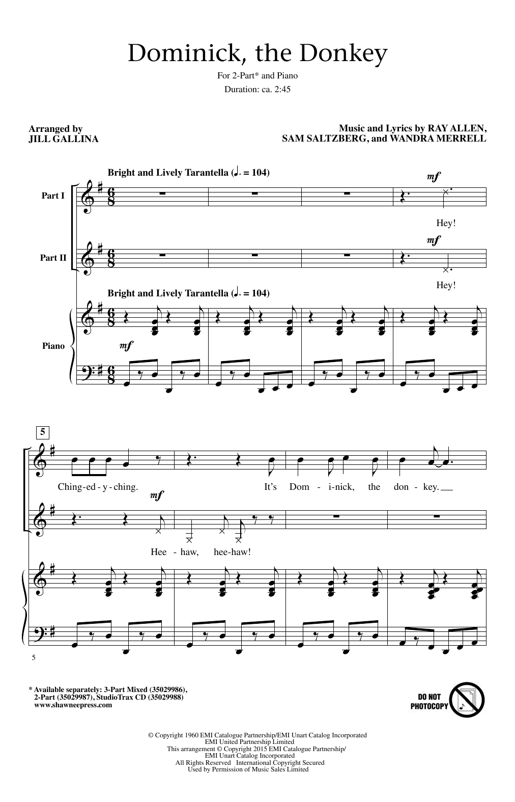 Produktbild zu: Dominick, The Donkey (arr. Jill Gallina)