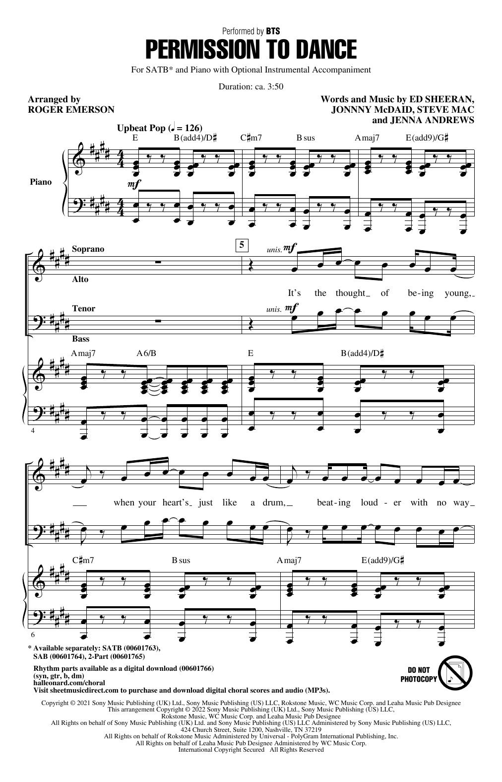Product picture to: Permission To Dance (arr. Roger Emerson)