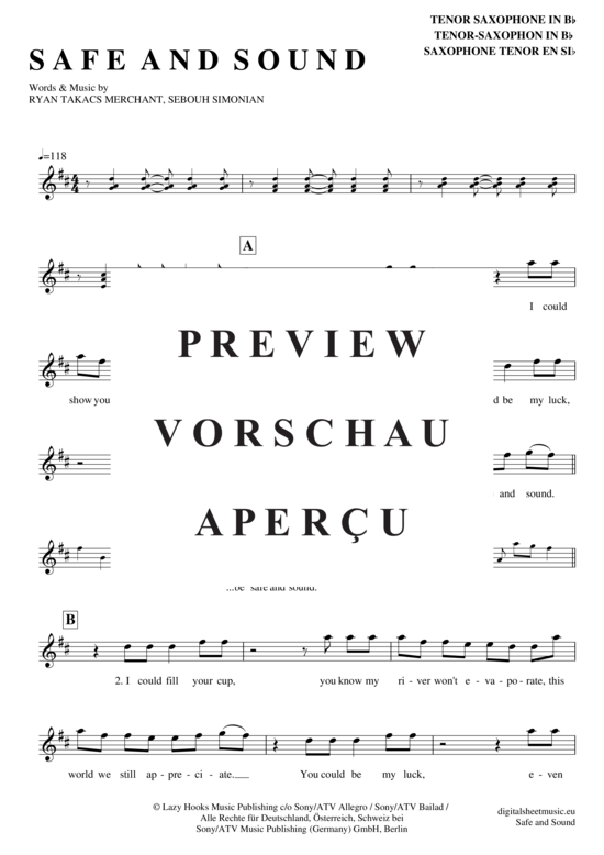 Product gallery: Page 2 of 4 Safe and sound , Capital Cities, Tenor Saxophone