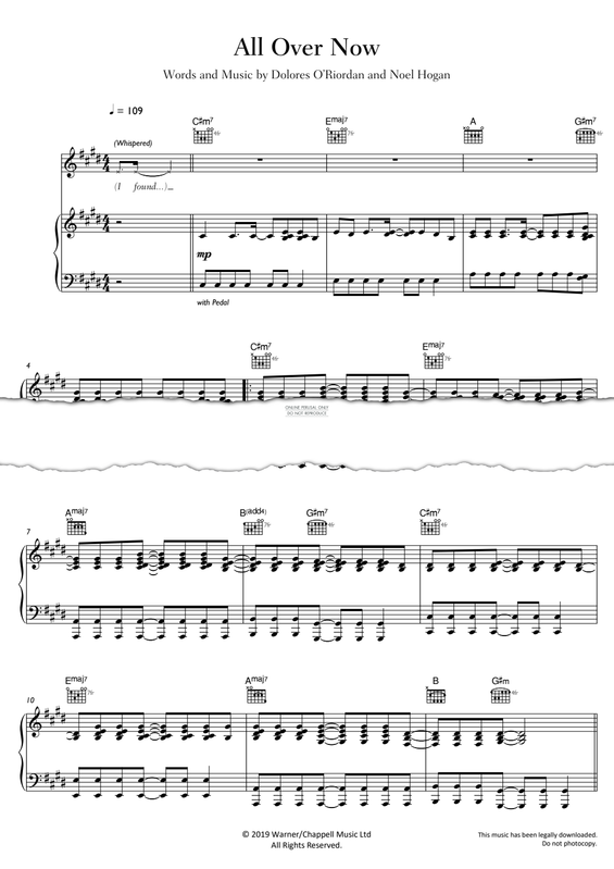 Produktgalerie: Seite 1 von 1 All Over Now, The Cranberries, Gesang, Gitarre, Klavier