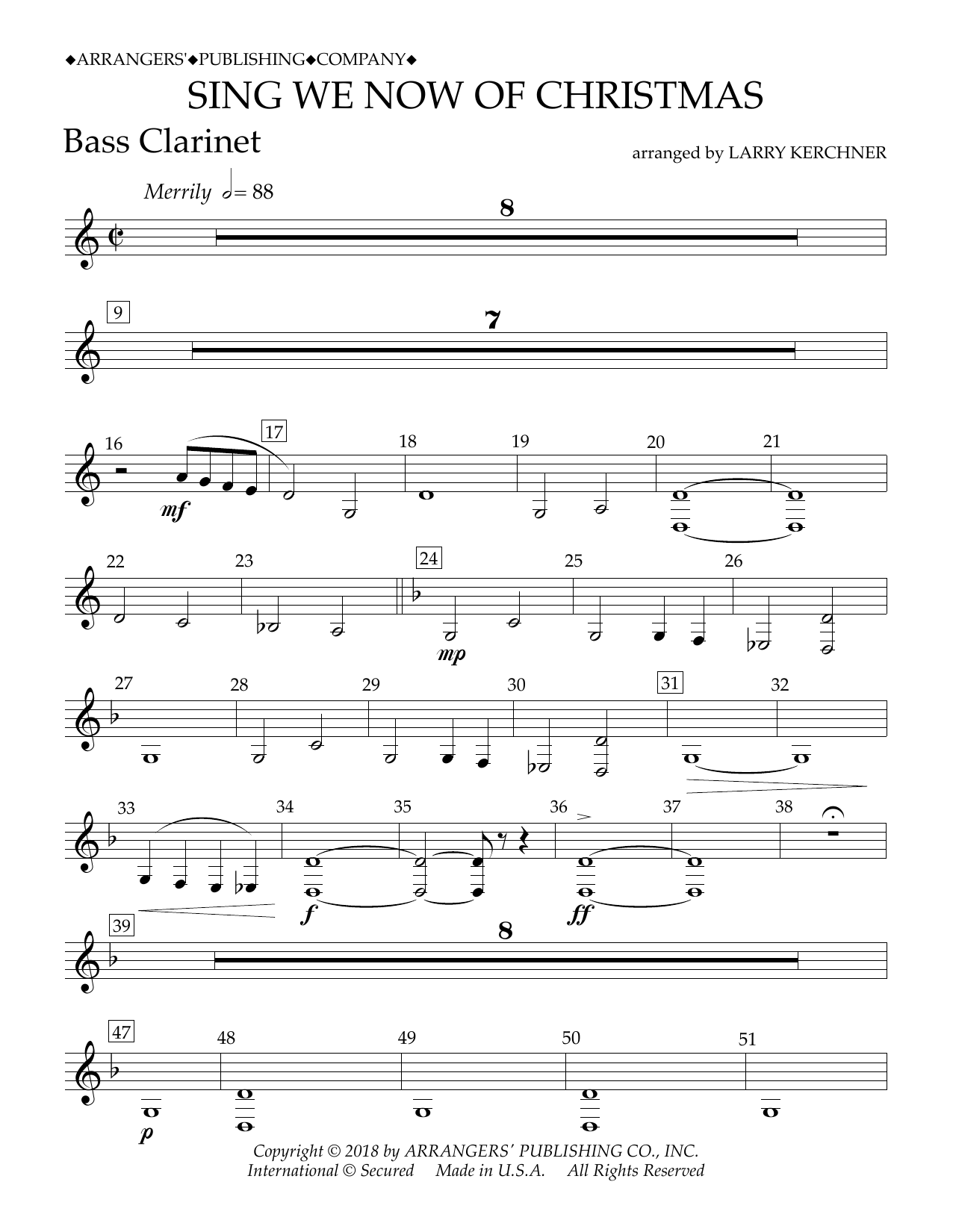 Product picture to: Sing We Now of Christmas (arr. Larry Kerchner) - Bb Bass Clarinet