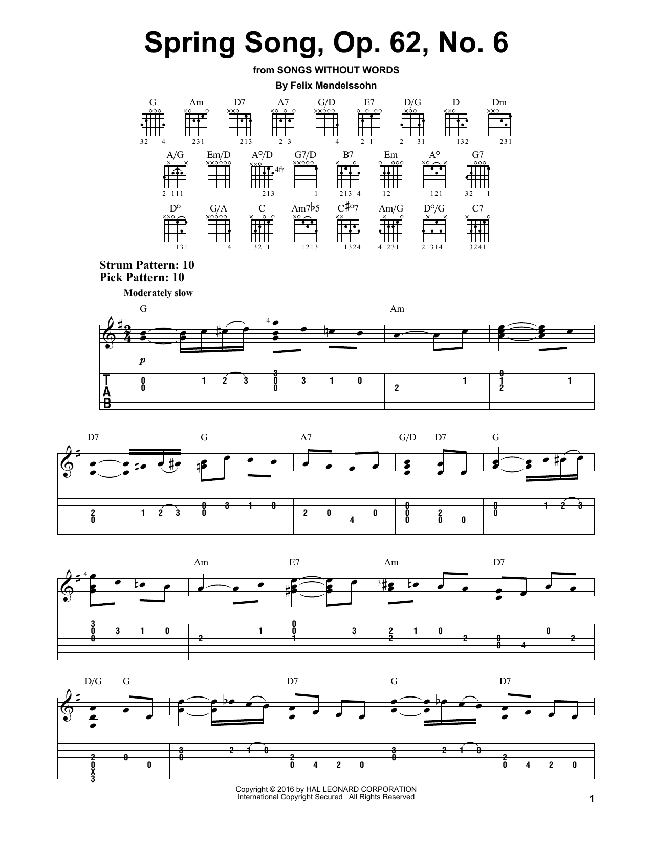 Product gallery: Page 1 of 1 Spring Song, Op. 62, No. 6, Felix Mendelssohn