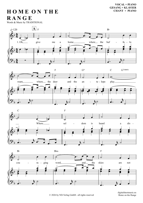 Product gallery: Page 1 of 6 Home On The Range, Folk Song, American, Piano and Voice