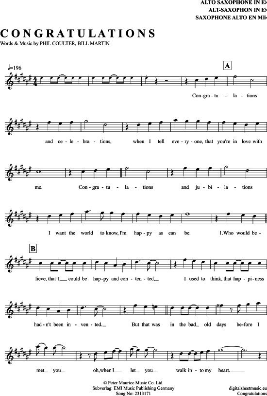 Product gallery: Page 1 of 4 Congratulations , Richard, Cliff, Alto Saxophone