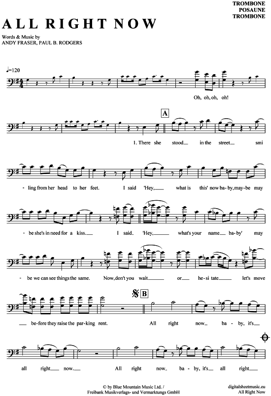 Product gallery: Page 1 of 4 All right now , Free, (Posaune / Bariton)