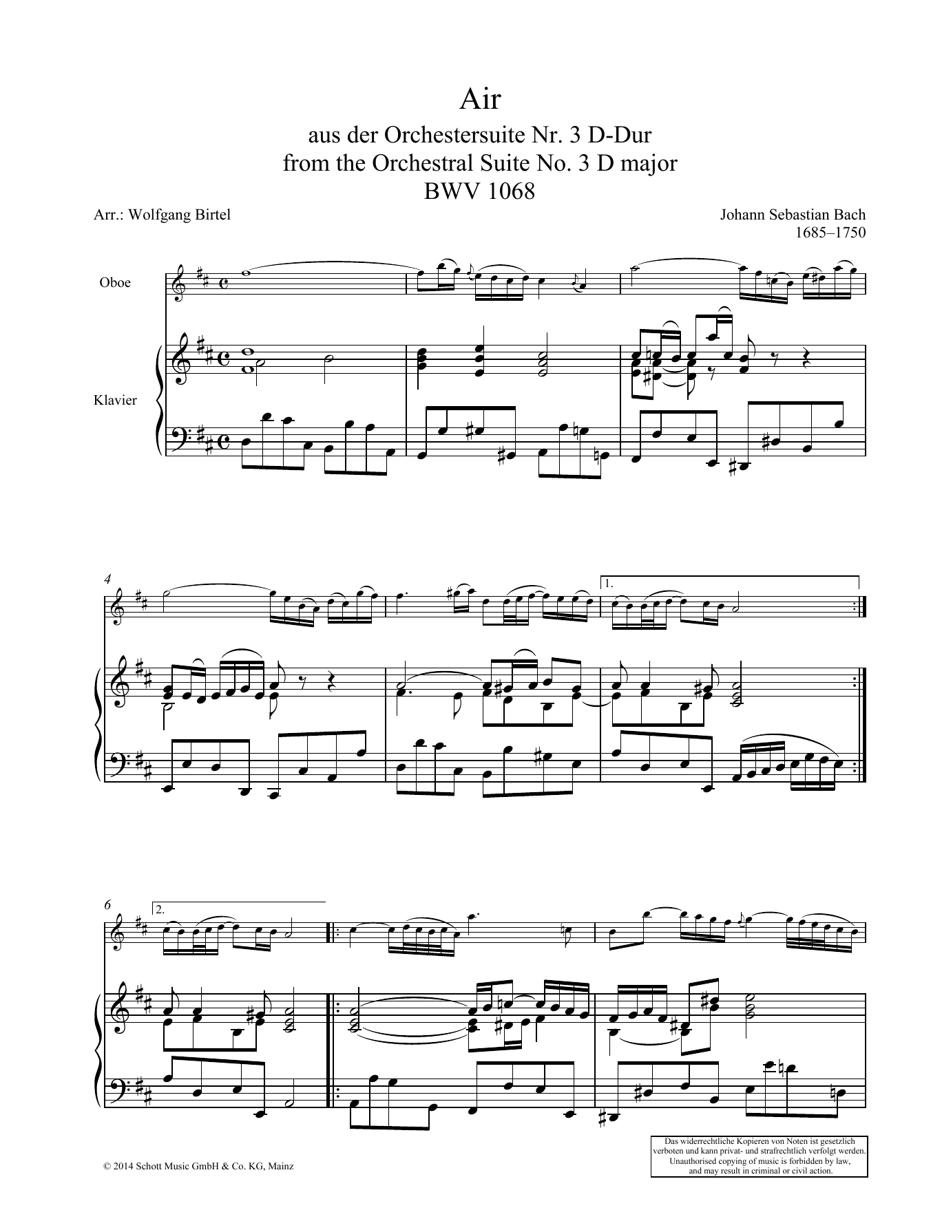Produktgalerie: Seite 1 von 1 Air, Johann Sebastian Bach