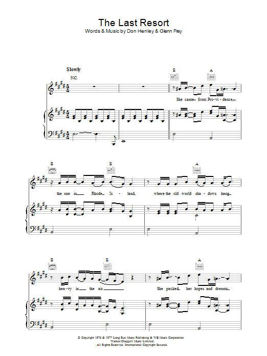 Produktgalerie: Seite 1 von 1 The Last Resort, Eagles, Gesang, Gitarre, Klavier