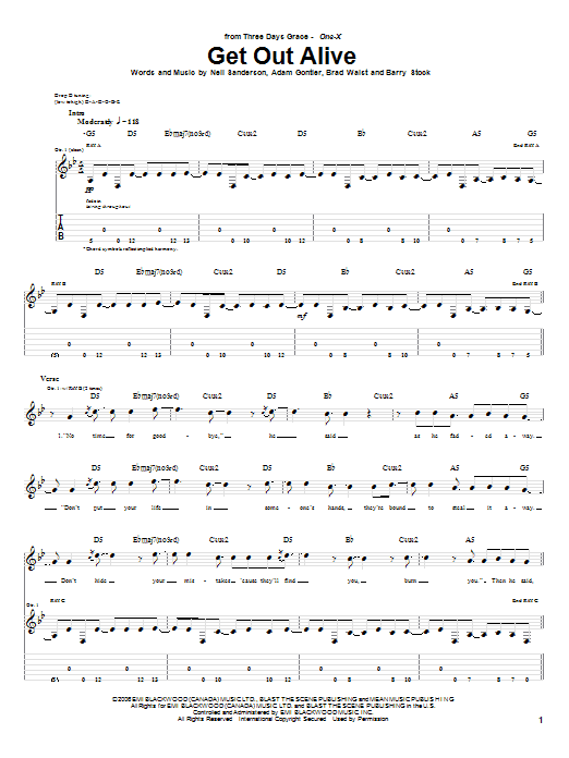 Produktgalerie: Seite 1 von 1 Get Out Alive, Three Days Grace, Gitarre