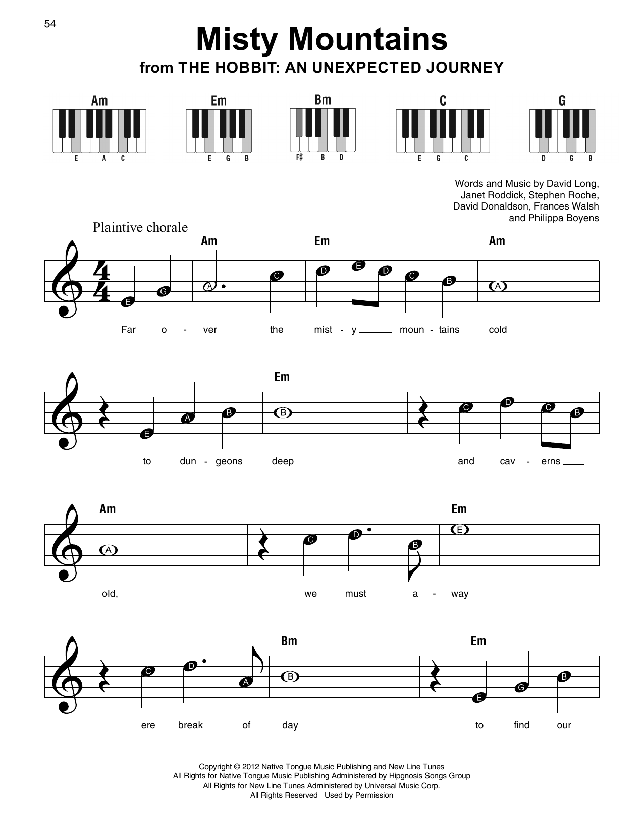 Produktbild zu: Misty Mountains (from The Hobbit: An Unexpected Journey)