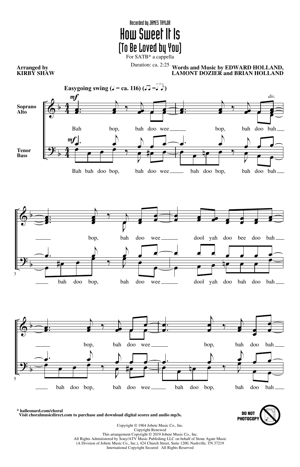 Product picture to: How Sweet It Is (To Be Loved By You) (arr. Kirby Shaw)