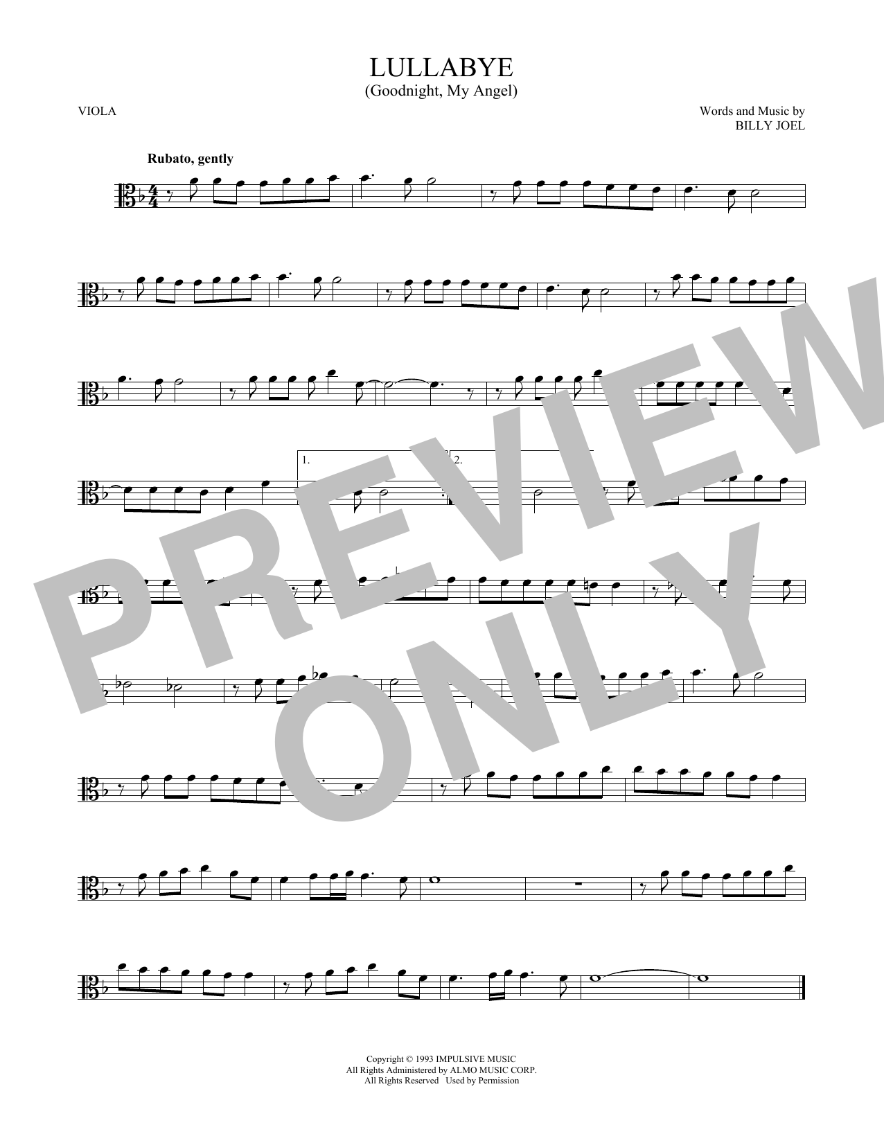 Product gallery: Page 1 of 1 Lullabye (Goodnight, My Angel), Billy Joel