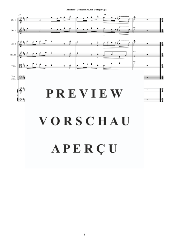 Product gallery: Page 9 of 11 Concerto No.8 in D-Dur Op.7, , 2 Solo Oboes, String Ensemble, and Harpsichord (Bc)