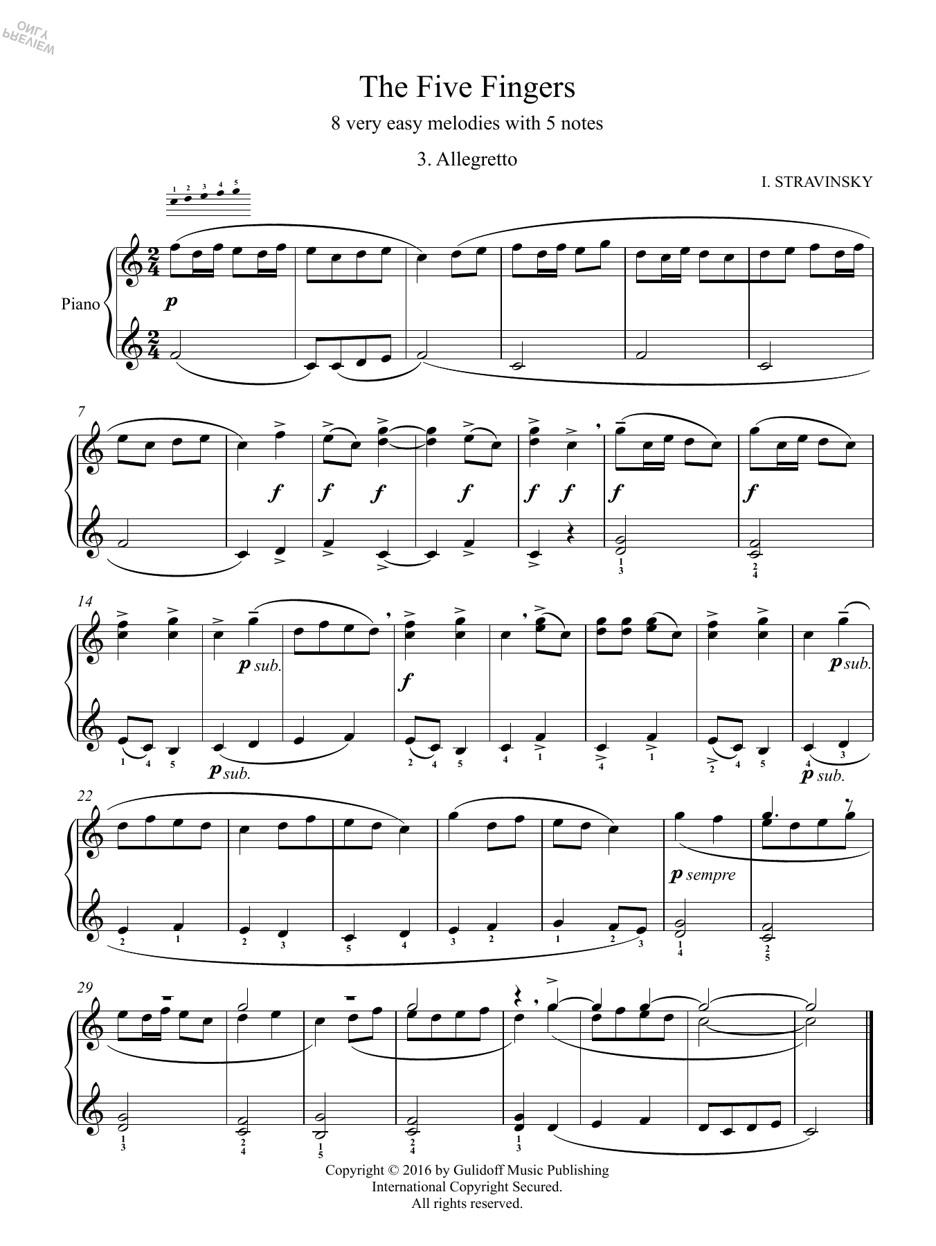Product picture to: Five Fingers: 3. Allegretto