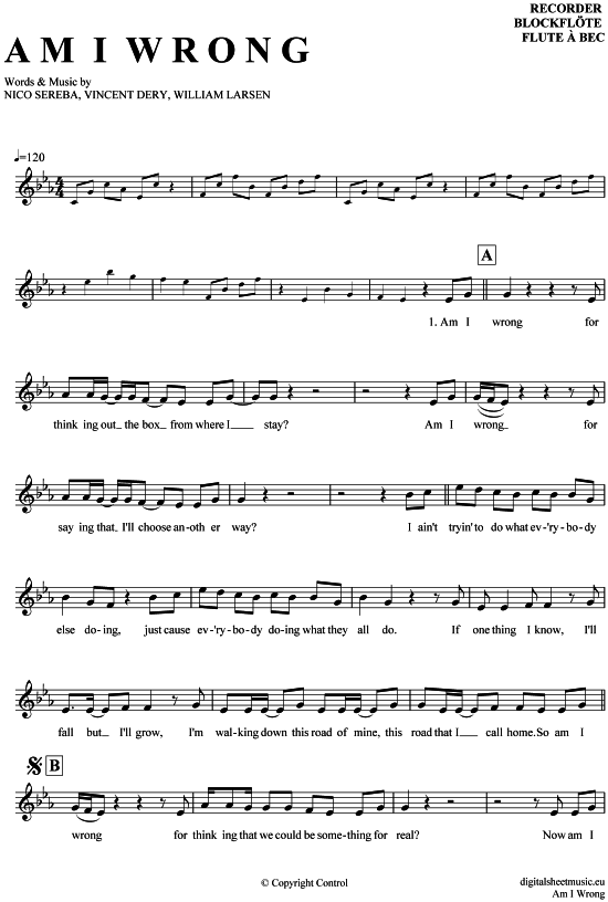 Product gallery: Page 1 of 4 Am I wrong , Nico and Vinz, (recorder)