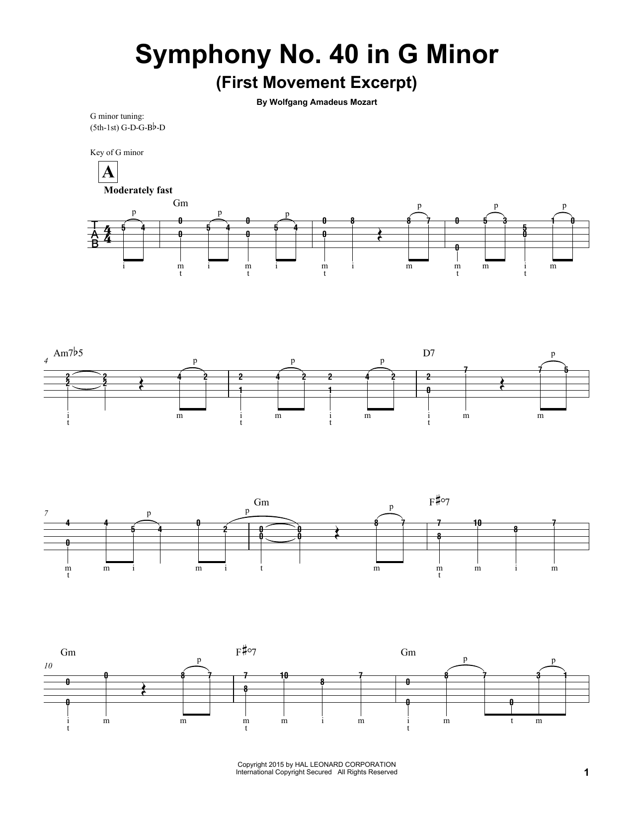 Produktgalerie: Seite 1 von 1 Symphony No. 40 In G Minor, First Movement Excerpt, Wolfgang Amadeus Mozart, Banjo
