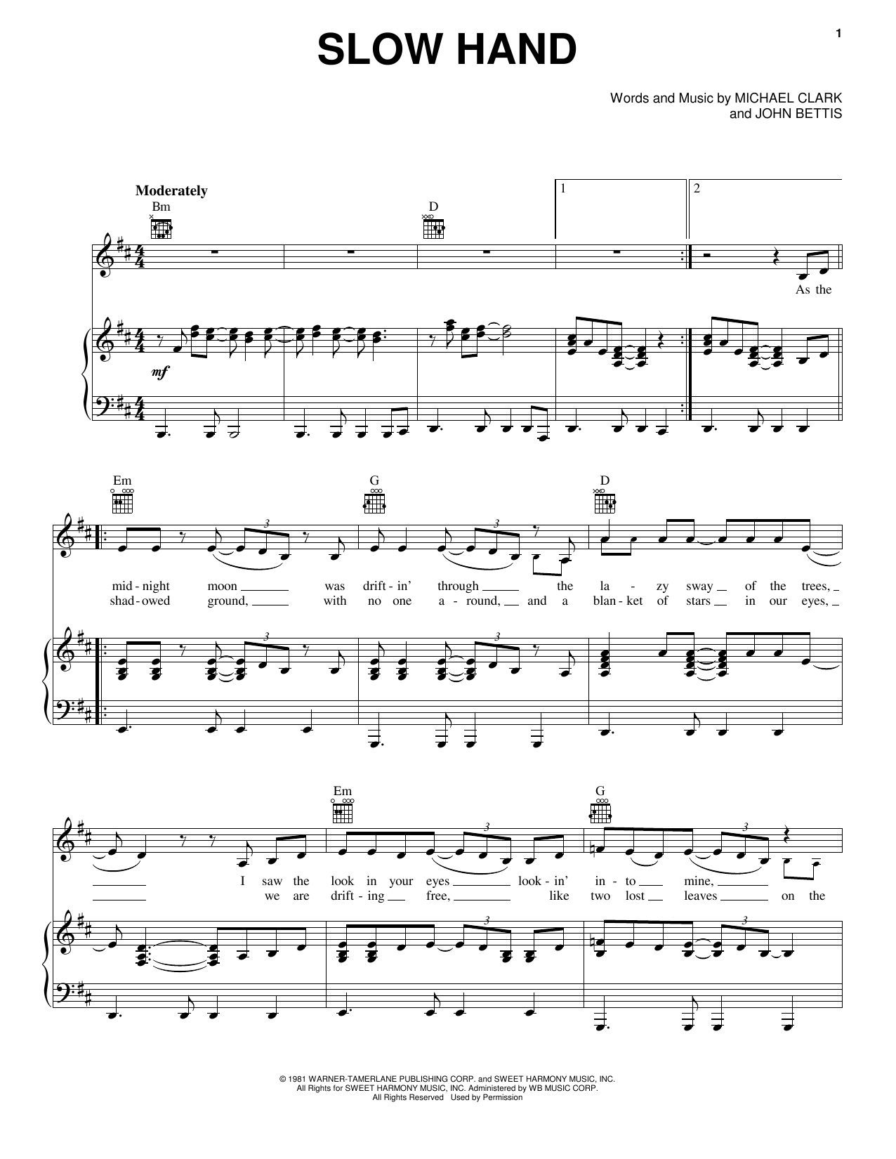 Produktgalerie: Seite 1 von 1 Slow Hand, Pointer Sisters, Gesang, Gitarre, Klavier