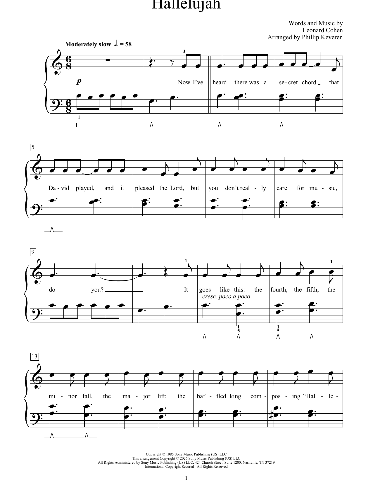 Produktgalerie: Seite 1 von 1 Hallelujah, Leonard Cohen, Klavier