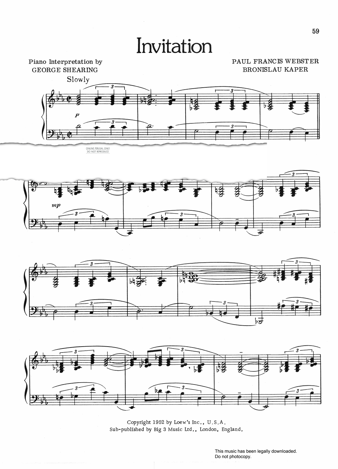 gallery: Invitation, Bronislaw Kaper, Klavier